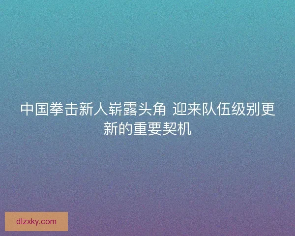 中国拳击新人崭露头角 迎来队伍级别更新的重要契机